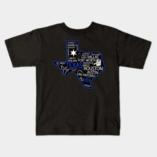 Corpus Christi Texas cute map Houston San Antonio Dallas Austin Fort Worth El Paso Kids T-Shirt